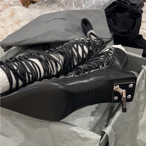 Balenciaga Corset Lace Up Knife Boots in Black - Picture 3 of 15